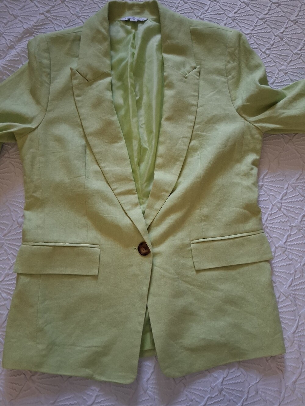 Ophelia Roe Womens Light Green Single-Button Linen Blend Blazer - Picture 10 of 16